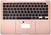 Top Case with Keyboard, Gold, ANSI for MacBook Air M1, 2020 Model: A2337 Order: MGN63LL/A, MGN73LL/A Identifier: MacBookAir10,1